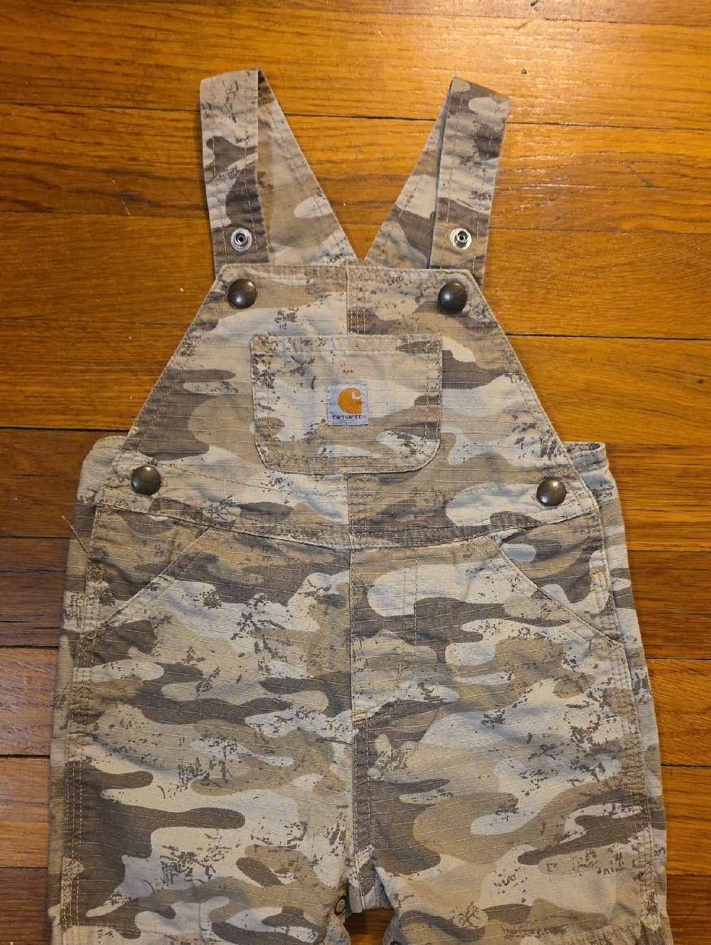 Carhartt Kids' Camouflage Short Overalls in Tan and Brown
